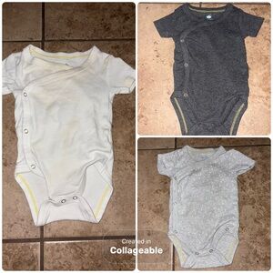 Cloud Island Gray, White, and Light Gray Bodysuits